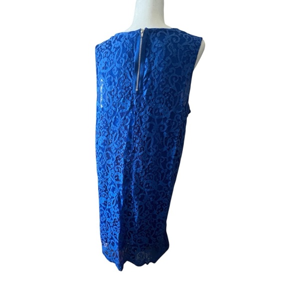 Elegant Blue Lace Sleeveless Dress - Picture 3 of 8